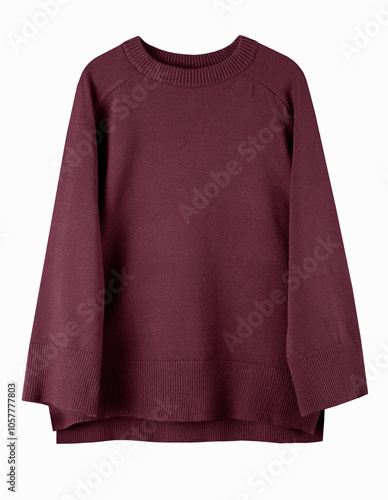 Fashion women's pullover, knitted longsleeve jumper isolatedon white. Woolen trendy sweater, single object nobody. photo