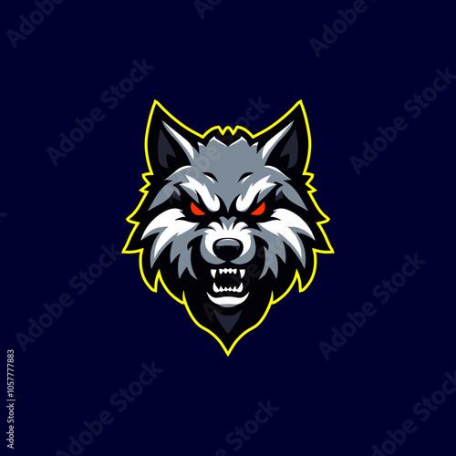 sport logo style of wolf roar howling head vector	
