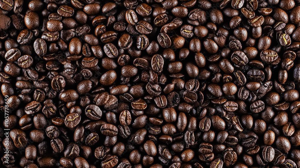 Fototapeta premium Roasted Arabica coffee beans background. Background for cafe or coffee shop.