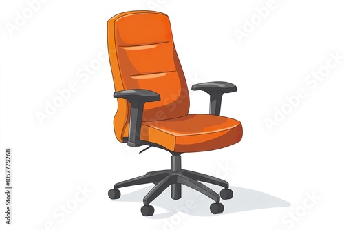 Red leather office chair isolated on white background. Executive Stylish workplace. 3D illustration.