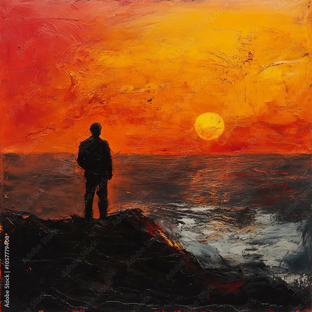 Fototapeta premium Sunset man