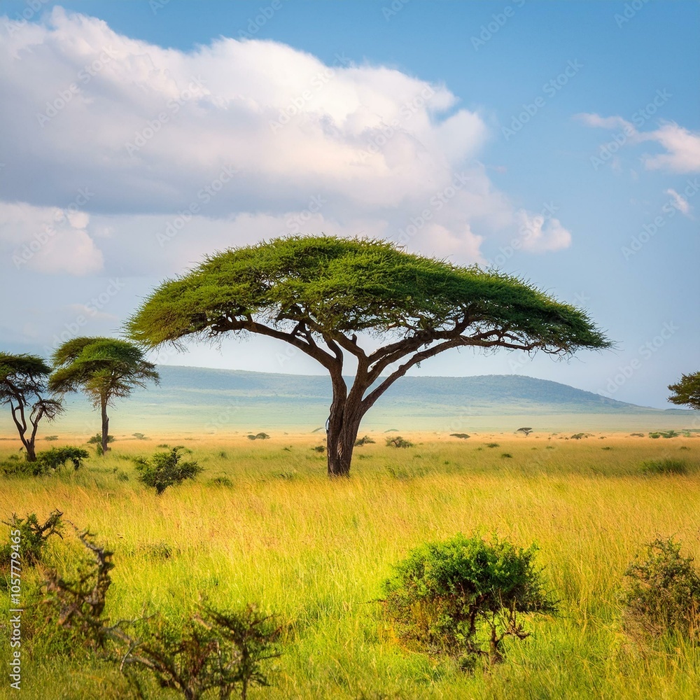 vibrant savanna landscape acacia tree framed by lush greenery beautiful savana shot of a tree in the savanna plains masai mara landscape vibrant savanna landscape acacia tree framed by lush greenery beautiful savana shot of a tree in the savanna plains masai mara landscape