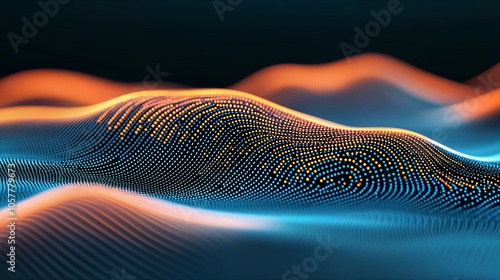 Abstract digital futuristic dark interface backround with blue and red light elements. High tech concept for cybersecurity, biometrics and data protection visuals.