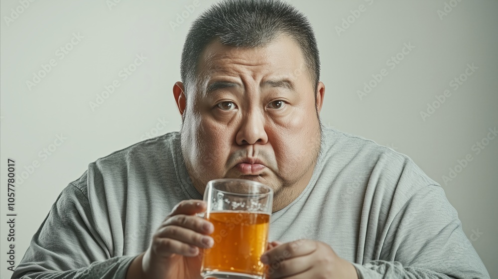 Man with a beard and glasses is holding a glass of beer Man with a beard and glasses is holding a glass of beer
