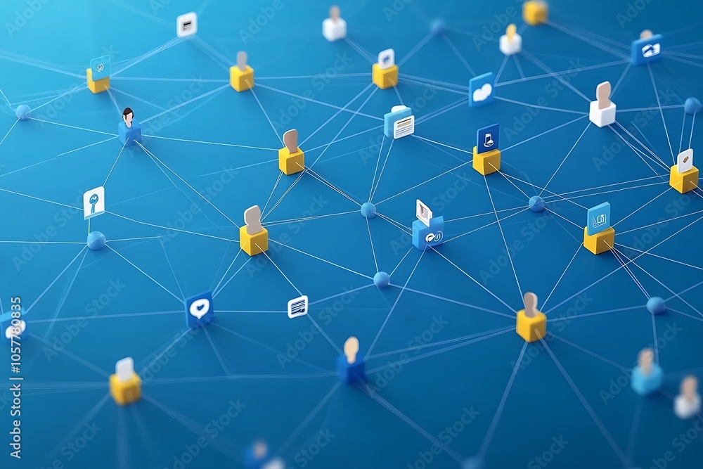 Abstract Network of Connected People and Business Icons Abstract Network of Connected People and Business Icons
