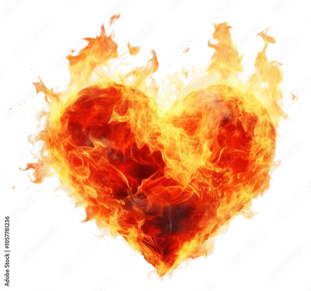 Fototapeta premium PNG Heart on fire misfortune exploding glowing.