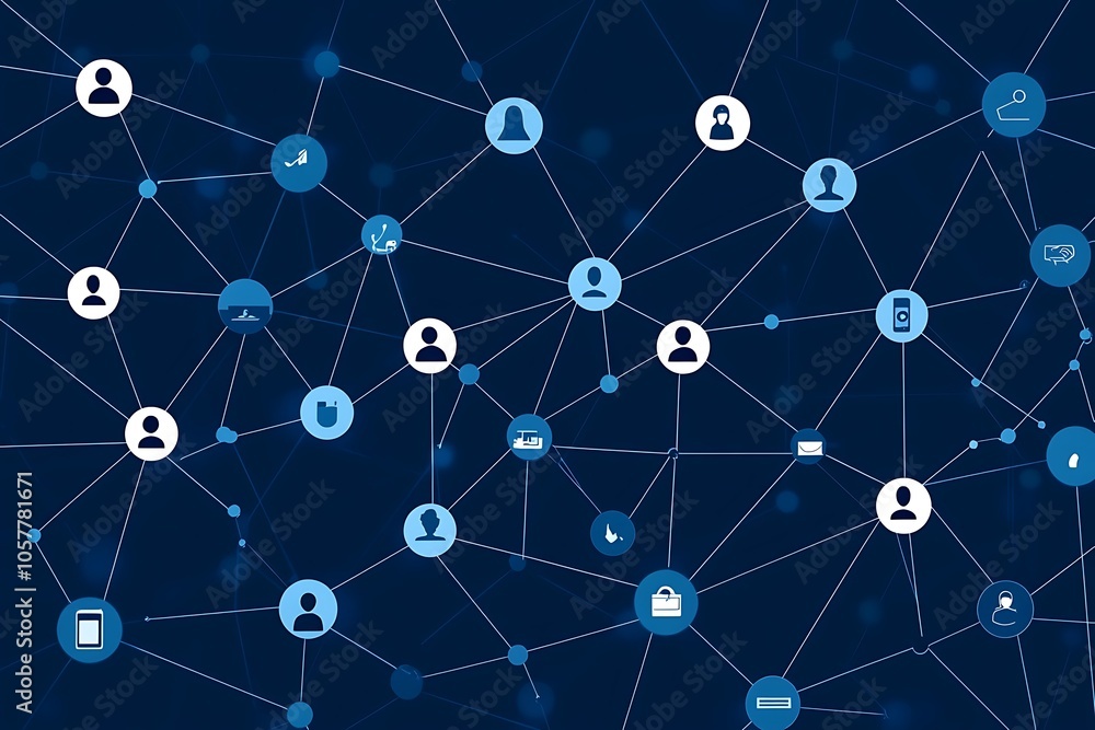 Abstract Network of People and Icons Connecting Online Abstract Network of People and Icons Connecting Online
