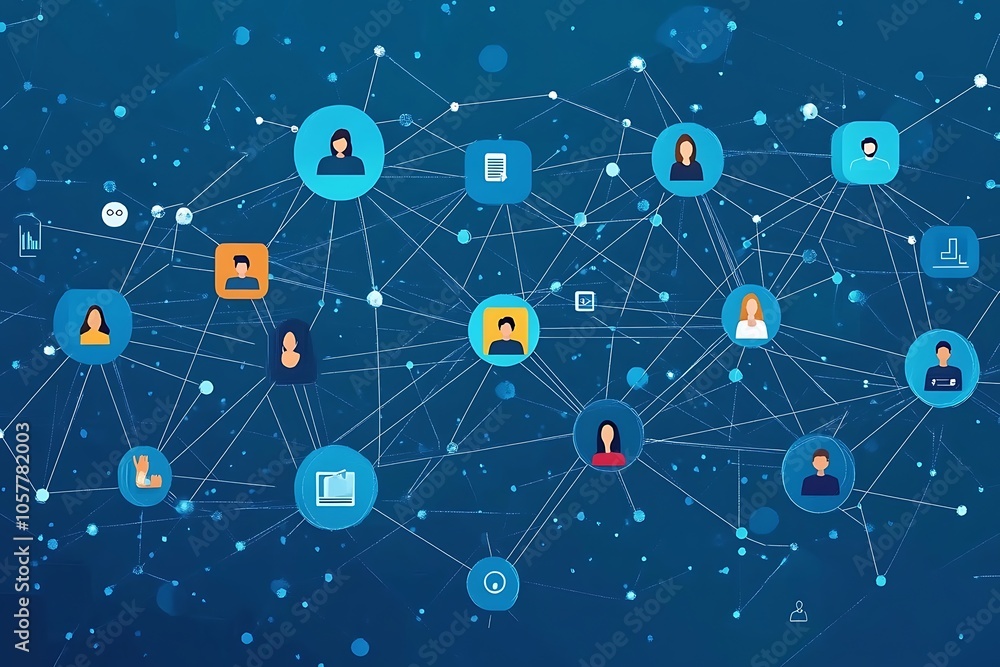 Abstract Social Network Illustration with Connected People and Information Sharing Abstract Social Network Illustration with Connected People and Information Sharing