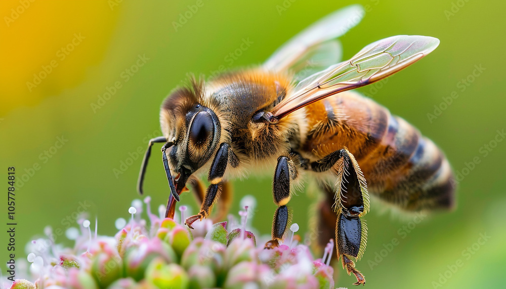 Honeybee Pollinating Colorful Garden Honeybee Pollinating Colorful Garden