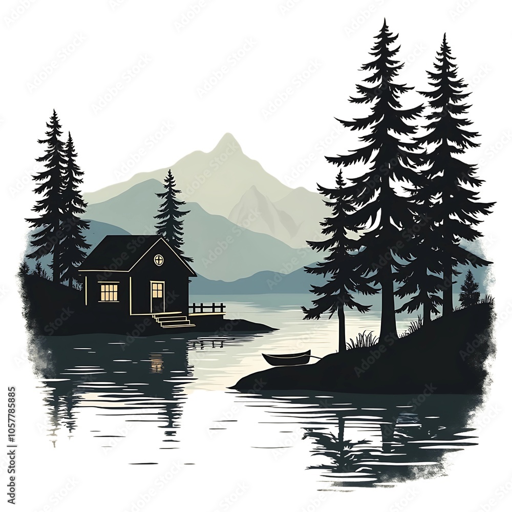 Fototapeta premium house on the lake