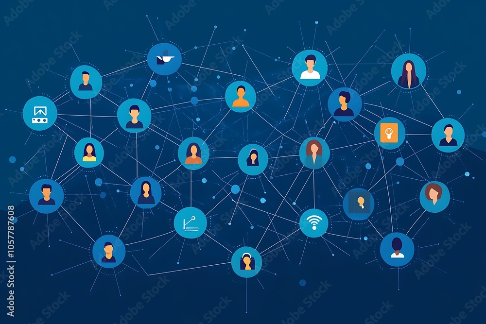Interconnected People Business Collaboration Network Diagram Illustration Interconnected People Business Collaboration Network Diagram Illustration