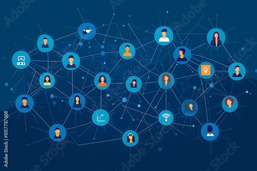 Interconnected People Business Collaboration Network Diagram Illustration