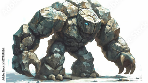 Stone giant. guardian of the earth. Earth Elemental Golem. Illustration