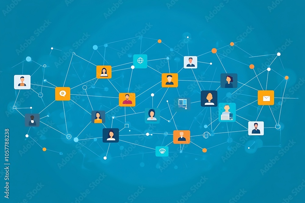 Interconnected People in a Digital Network Map Interconnected People in a Digital Network Map