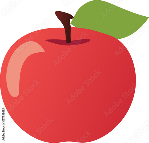 red apple with green leaf