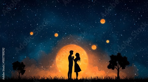 Wallpaper Mural Couple Dancing Under a Starry Night Sky Torontodigital.ca