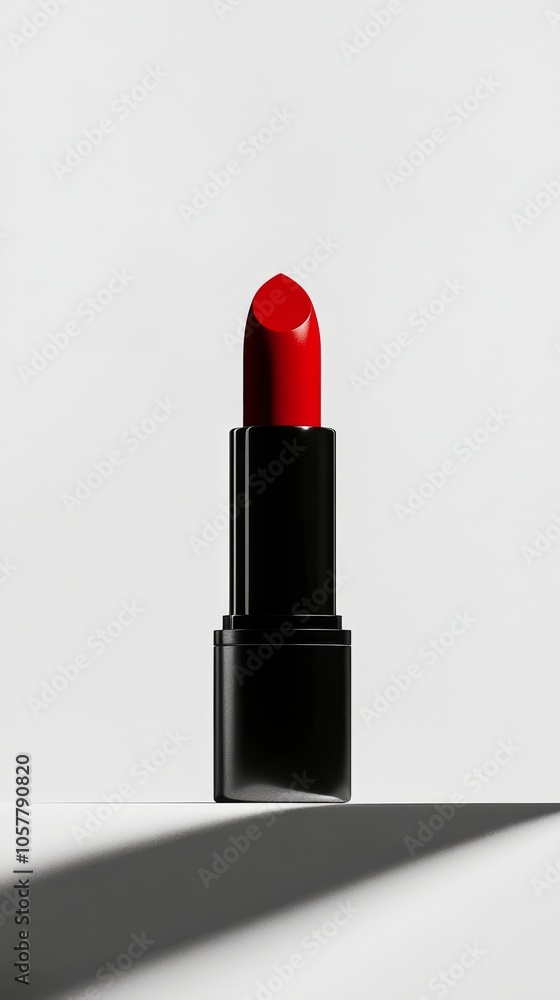 Red lipstick on a minimalist background highlighting beauty product in a professional setting Red lipstick on a minimalist background highlighting beauty product in a professional setting