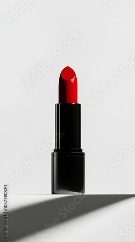 Red lipstick on a minimalist background highlighting beauty product in a prof...
