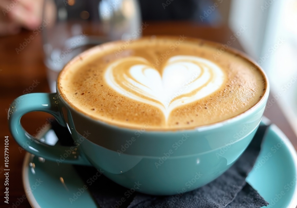 Cup of latte with latte art heart shape Cup of latte with latte art heart shape