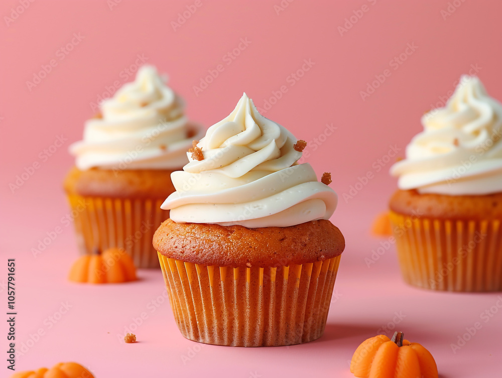 Delicious Pumpkin Spice Cupcakes Frosted with Cream Cheese Delicious Pumpkin Spice Cupcakes Frosted with Cream Cheese