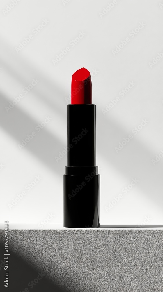 Red lipstick on a minimalist background highlighting beauty product in a professional setting Red lipstick on a minimalist background highlighting beauty product in a professional setting