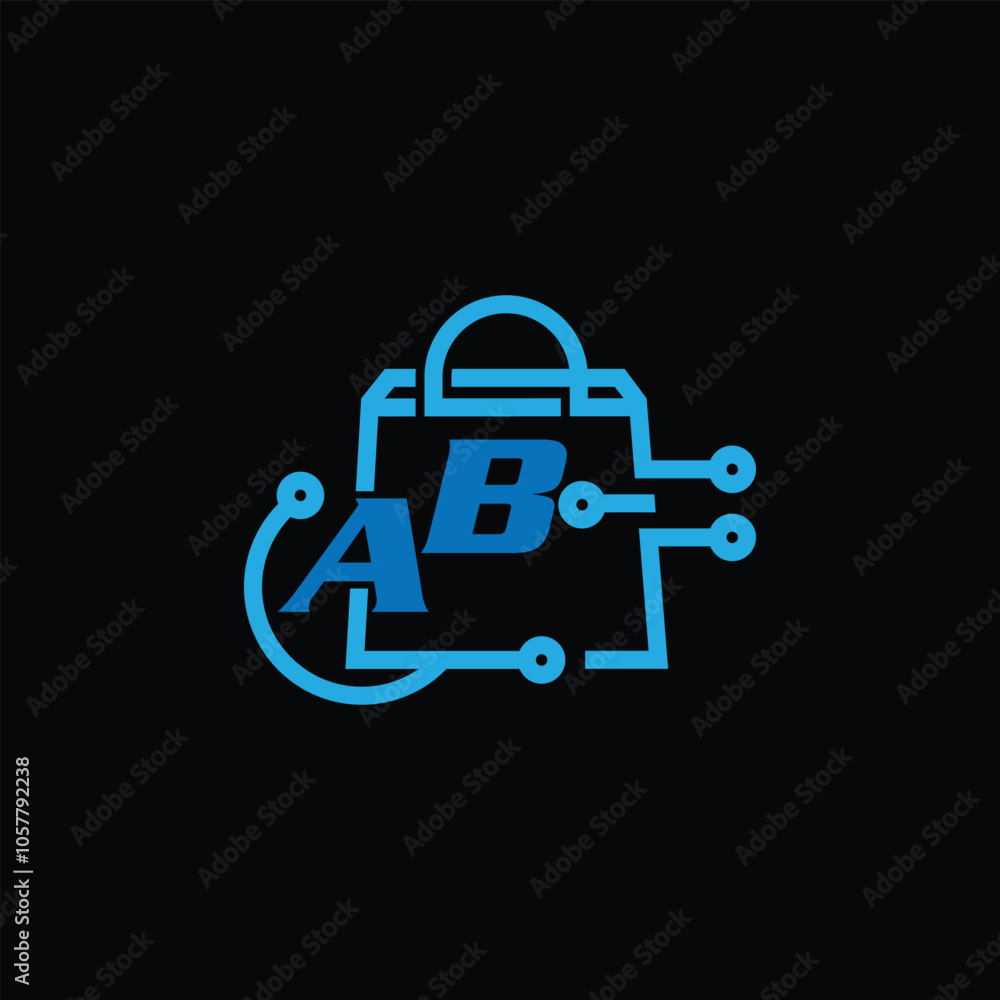 Free Vector Technology Logo With Letter AB Free Vector Technology Logo With Letter AB