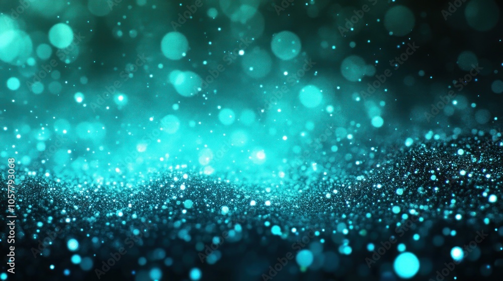 Abstract turquoise bokeh background with sparkling glitter. Abstract turquoise bokeh background with sparkling glitter.
