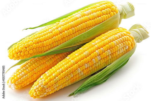 Vibrant Yellow Corn on a Crisp White Background