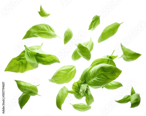 PNG Basil leaves plant green herbs.