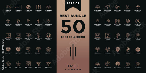 Set of tree, nature, and leaf logo design inspiration with best collection and creative concept