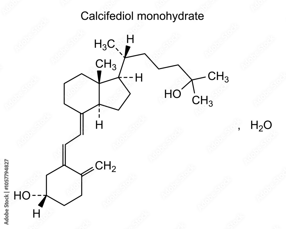 Chemical structure of calcifediol monohydrate, drug substance Chemical structure of calcifediol monohydrate, drug substance