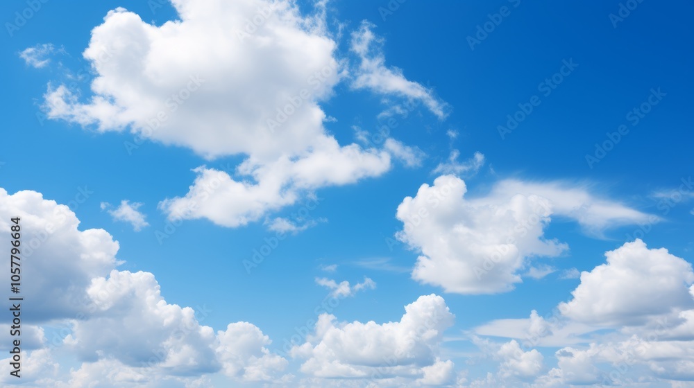 Vivid blue sky with cotton-like clouds Vivid blue sky with cotton-like clouds