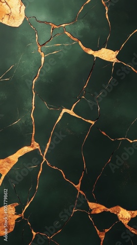 Elegant green marble with gold veining and intricate patterns showcased on a ...