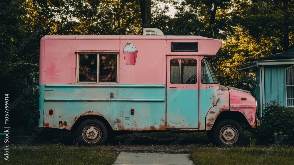 colourful ,old and rusty caravan on the road colourful ,old and rusty caravan on the road