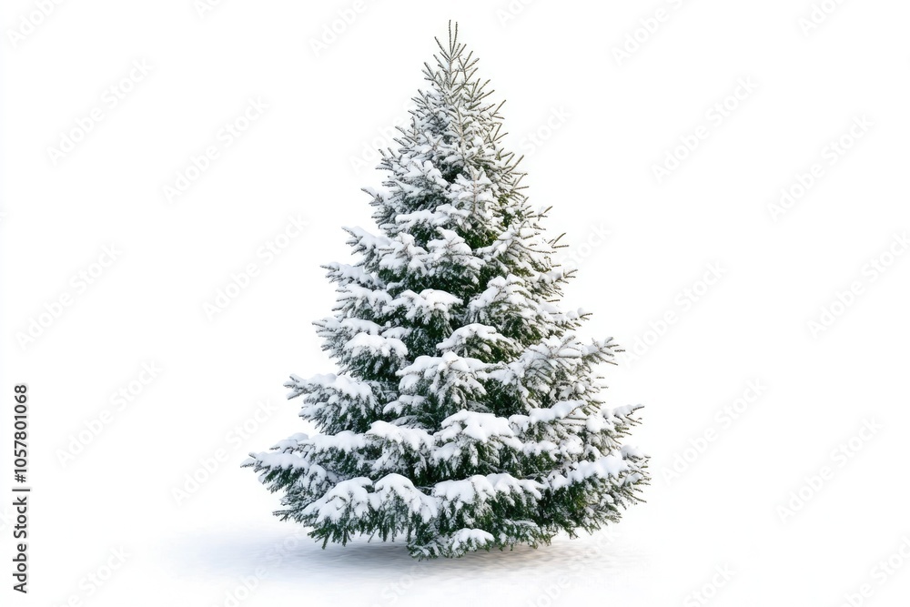 Christmas tree covered with snow isolated on white background. Christmas tree covered with snow isolated on white background.