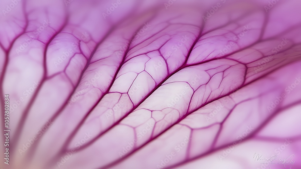 Fototapeta premium Soft focus shot of purple flower petals with a shallow depth of field, creating a dreamy and ethereal atmosphere in this macro image.