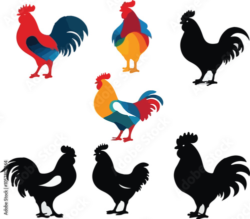 Cock  Illustration vector design, Cock  logo and icon Design, Cock Silhouette design