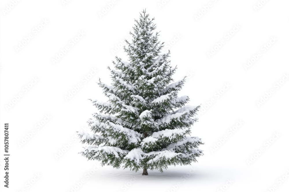 spruce covered with snow isolated on white background spruce covered with snow isolated on white background