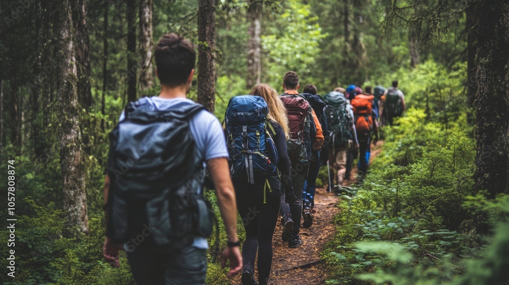 A jungle trekking adventure with a group of friends. Walk through dense forest trails, enjoy the fresh air and peaceful surroundings. A jungle trekking adventure with a group of friends. Walk through dense forest trails, enjoy the fresh air and peaceful surroundings.
