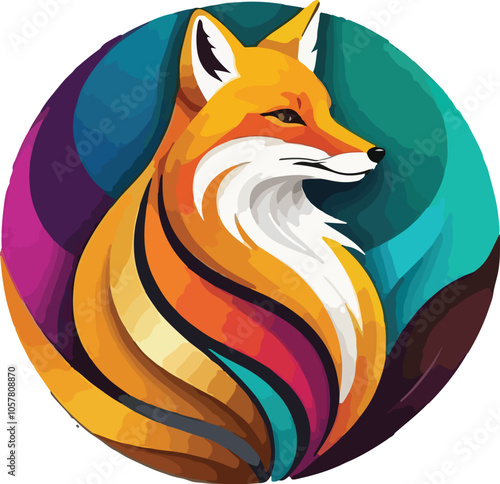 Colorful Fox vector design, Fox Illustration vector design, Fox logo and icon Design photo