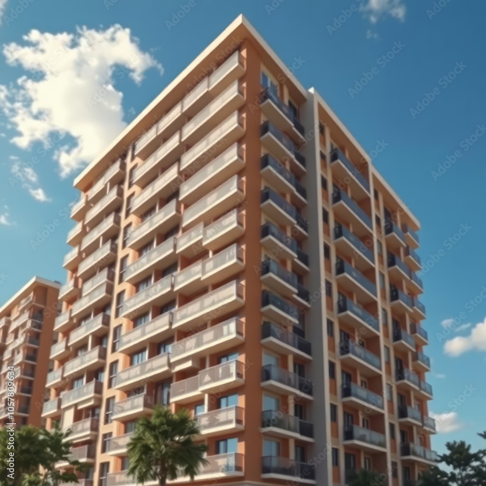 Modern apartment buildings on a sunny day with a blue sky facade of a modern apartment building Condominium Ultra realistic Photorealistic Modern apartment buildings on a sunny day with a blue sky facade of a modern apartment building Condominium Ultra realistic Photorealistic