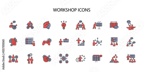 Workshop icon set.vector.Editable stroke.linear style sign for use web design,logo.Symbol illustration.