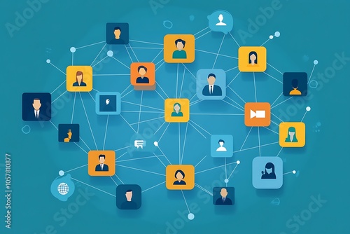 Wallpaper Mural Digital Connections Global Network of Interconnected Profiles and Interactions Torontodigital.ca