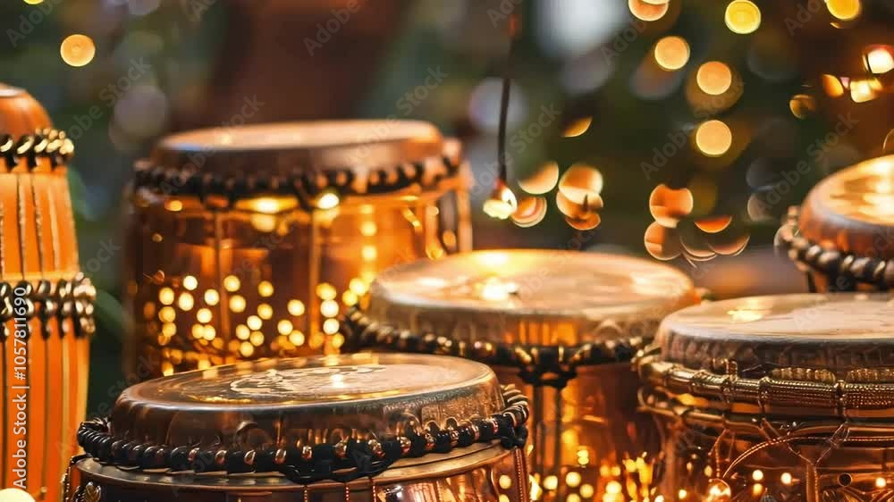Christmas sale design A group of drums are lit up with lights, creating a warm and festive atmosphere. The drums are arranged in a row, with some of them being larger than others Christmas sale design A group of drums are lit up with lights, creating a warm and festive atmosphere. The drums are arranged in a row, with some of them being larger than others