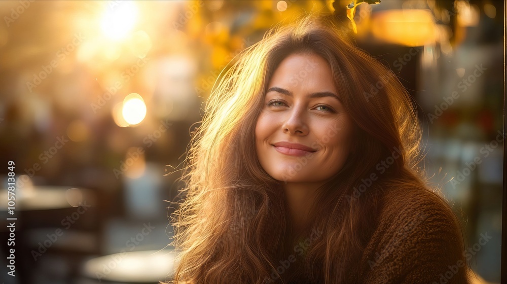 A woman with long brown hair smiles at the camera A woman with long brown hair smiles at the camera