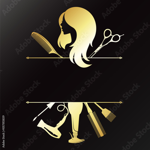 Profile of a girl with hairstyle beauty salon banner sign