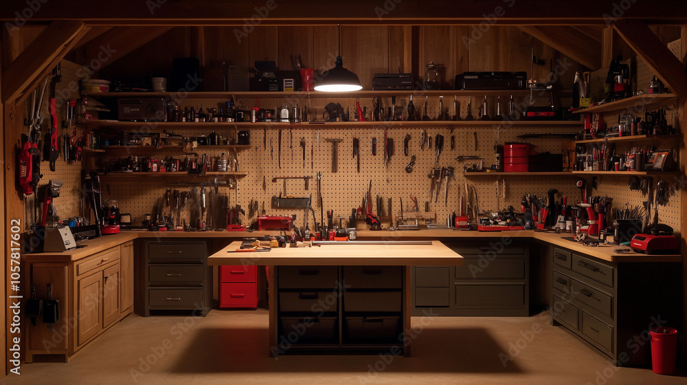 Well Organized Workshop with Pegboard and Tool Storage Well Organized Workshop with Pegboard and Tool Storage