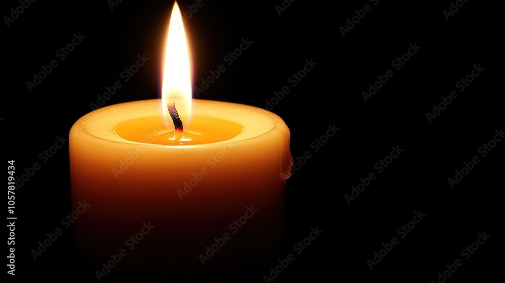 A single candle flame burning brightly against a dark background. A single candle flame burning brightly against a dark background.