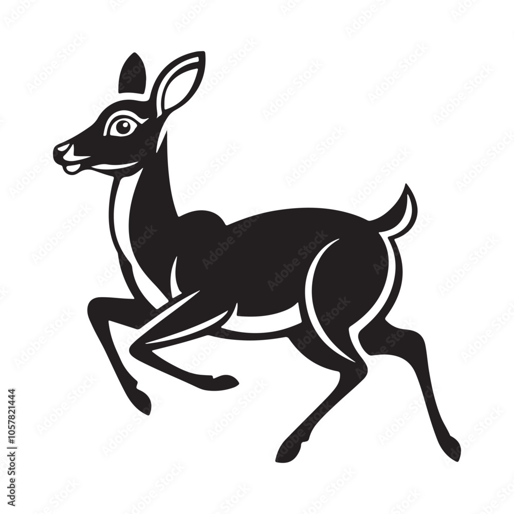Fototapeta premium Running deer silhouette vector illustration.