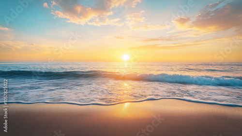 Serene Sunset Over the Ocean with Gentle Waves